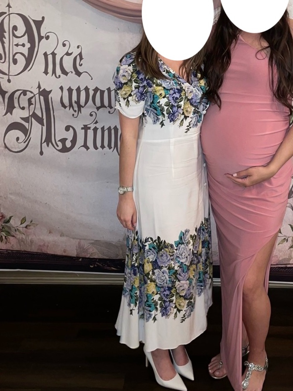 Free People White Maxi Dress with Purple, Blue & Green Floral Print